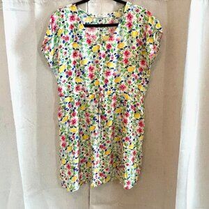 STaccato Dress Medium‎ Boho Floral Cottagecore Fruit Lemon Prairie Peasant 17645